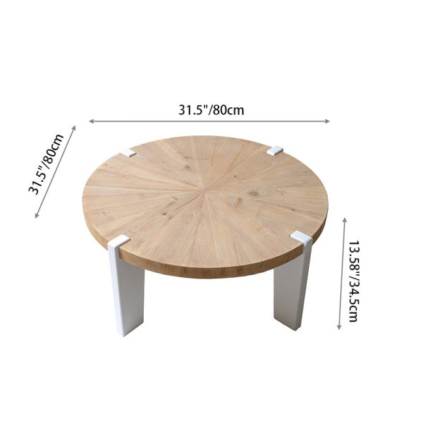 Contemporary Scandinavian Round Solid Wood End Table 1-Tier For Living Room - Image 4