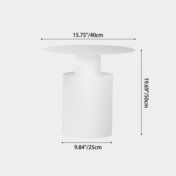 Modern Minimalist Round Cylinder Iron Nightstand 1-Tray For Bedside - Image 4