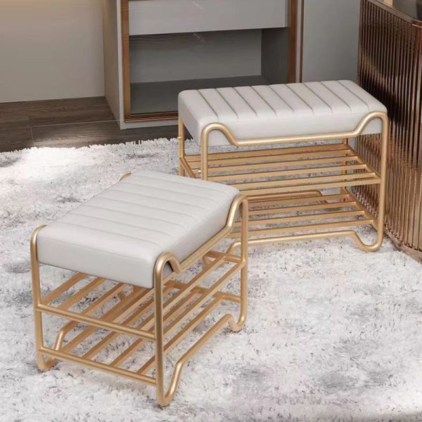 Modern Luxury Upholstered Rectangular Technology Cloth Sponge Portable Footstool Backless Armless For Entryways - Image 3