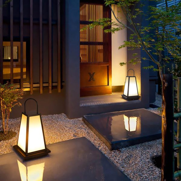 Modern Minimalist Waterproof Solar Trapezoidal Hardware Acrylic 1-Light Landscape Light For Garden - Image 2