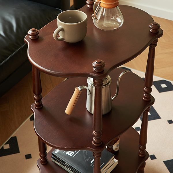 Traditional Vintage Square Wood End Table Wheels Four Legs For Living Room - Image 9