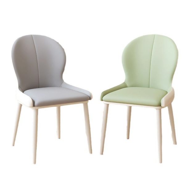 Contemporary Nordic Curved Microfiber Leather Upholstered Dining Chair Backrest For Dining Room - Image 16