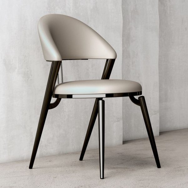 Modern Luxury Round Cushion Lambswool Sponge Black Titanium Dining Chair Backrest For Dining Room - Image 16