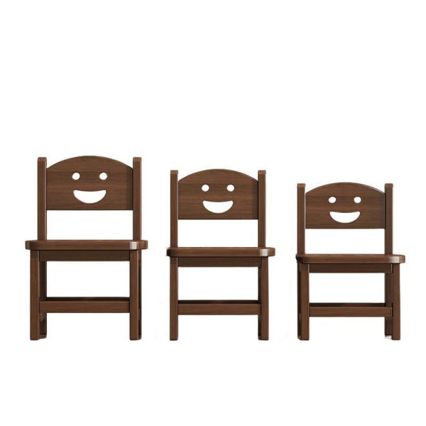 Traditional Vintage Square Smile Wood Curved Frame Dining Chair Backrest Armless For Dining Room - Image 14
