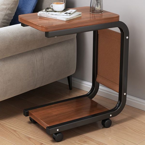 Modern Minimalist Square Tabletop Density Board Metal Side Table 1-Storage For Living Room - Image 3