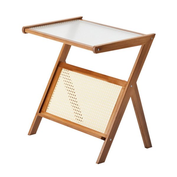 Contemporary Simplicity Z-shaped Glass Bamboo End Table For Living Room - Image 15