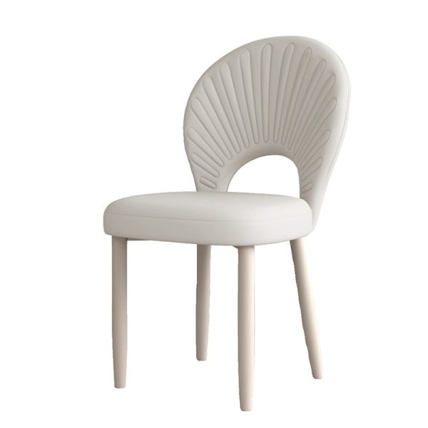 Modern Minimalist Curved Half Round Square PU Leather Iron Dining Chair Backrest Armless For Dining Room - Image 22