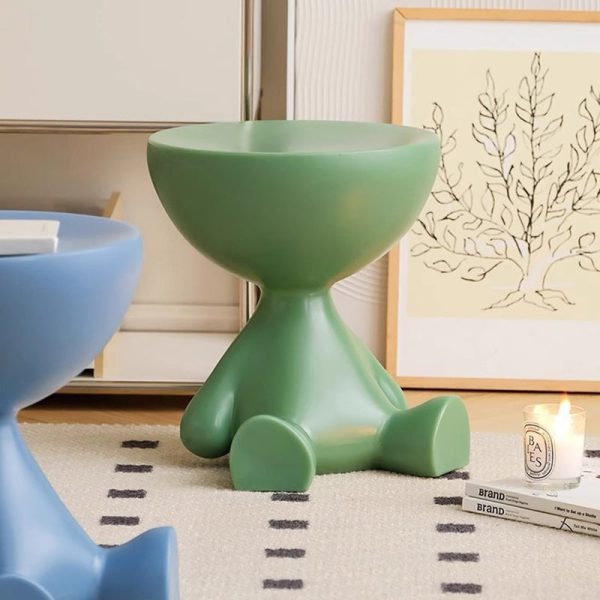 Contemporary Scandinavian Round PE Cartoon Bear Base End Table For Living Room - Image 26