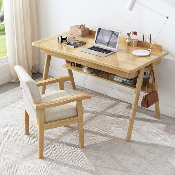 Modern Minimalist Square Upholstered Cotton Linen Fabric Solid Wood Chair For Living Room - Image 11