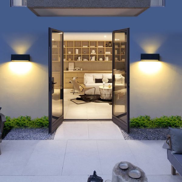 Outdoor Solar Waterproof Rectangular Slant LED Patio Wall Sconce Lamp - Image 14