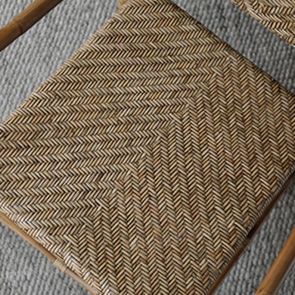 Traditional Farmhouse Weaving Rattan Square Dining Chair Backrest Armrest For Living Room - Image 5