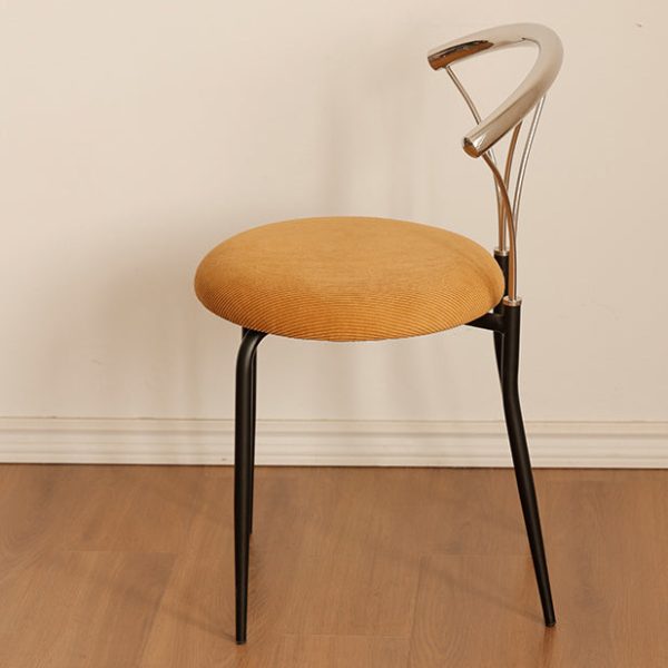 Contemporary Nordic Round Scalloped Backrest Fabric Corduroy Stainless Steel Dining Chair For Dining Room - Image 10