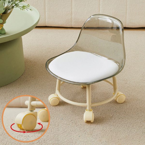 Contemporary Creative Round Acrylic Double-Pedestal Caster Swivel Footstool Backrest For Living Room - Image 7