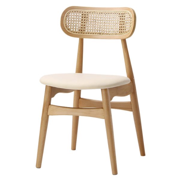 Traditional Japanese Square Faux Leather Upholstered Wood Splayed Legs Dining Chair Backrest For Dining Room - Image 11