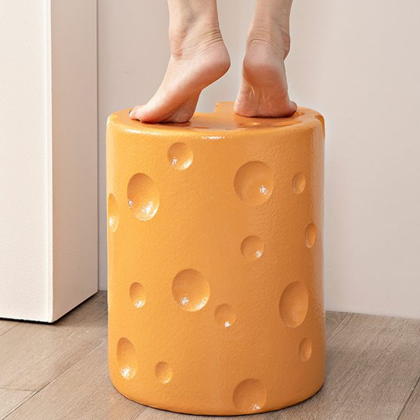 Contemporary Creative Kids Round Cylinder Cheese Resin Side Table For Bedroom - Image 9