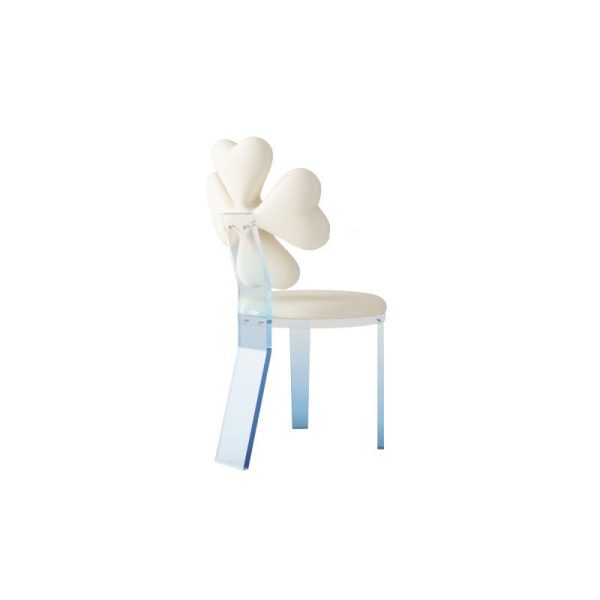 Modern Minimalist Clover Microfiber Leather Acrylic Dining Chair Backrest For Dining Room - Image 6