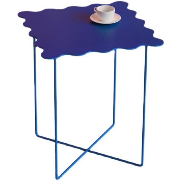Modern Minimalist Square Tabletop Iron Lacquer Side Table 4-Leg For Living Room - Image 9