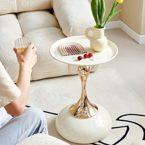 Contemporary Simplicity Geometric Circle Tray Top Iron End Table For Living Room - Image 11