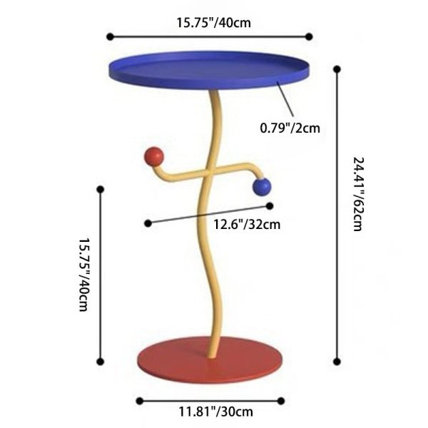 Contemporary Creative Color Blocking Iron Tray Top Distortion End Table For Living Room - Image 5