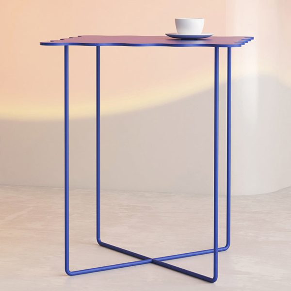 Modern Minimalist Square Tabletop Iron Lacquer Side Table 4-Leg For Living Room - Image 3