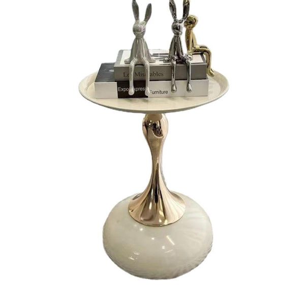 Contemporary Simplicity Geometric Circle Tray Top Iron End Table For Living Room - Image 19