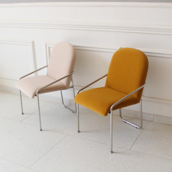 Contemporary Nordic Square Velvet Stainless Steel Chair Backrest Armrest For Living Room - Image 13