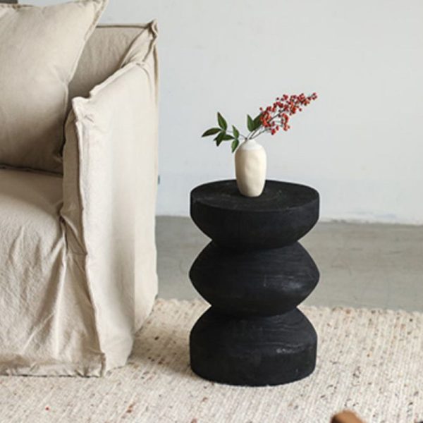 Traditional Vintage Round Column Wood End Table For Bedside - Image 23