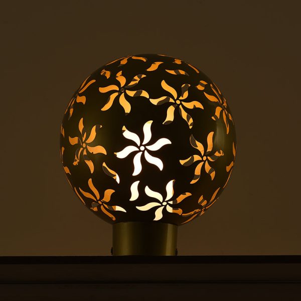 Contemporary Industrial Solar Stainless Steel Carved Sphere 1-Light Post Light Lawn Landscape Light For Outdoor Patio - Image 3
