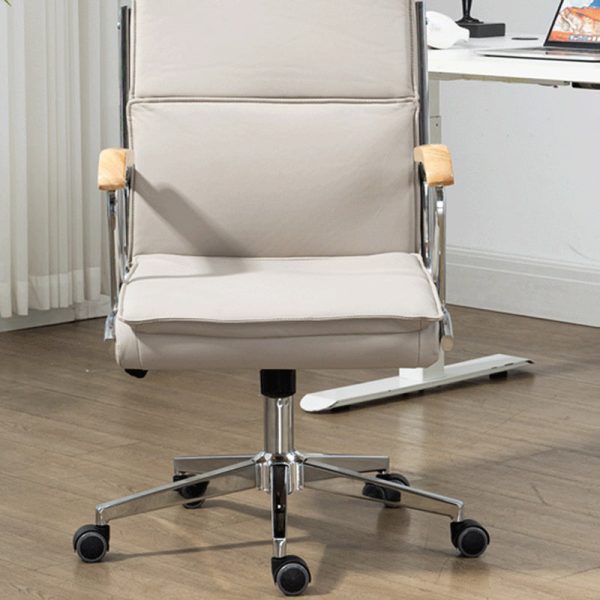 Modern Minimalist Square Upholstered PU Leather Stainless Steel Desk Chair Backrest Armrest For Home Office - Image 12
