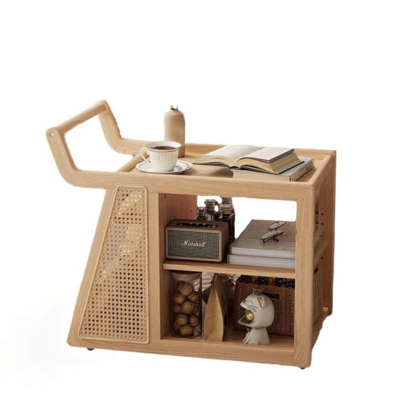 Contemporary Retro Solid Wood Movable Multifunctional Storage End Table 3-Tier For Living Room - Image 28