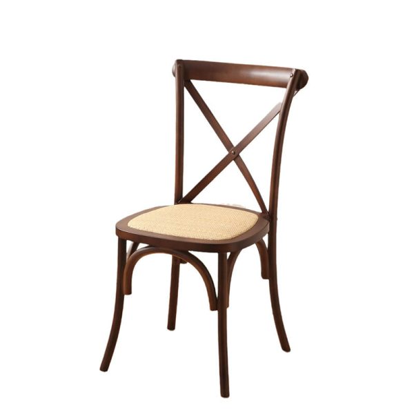 Traditional Rustic Weaving Rattan Wood Sponge Round Rectangular Dining Chair Backrest For Dining Room - Image 39