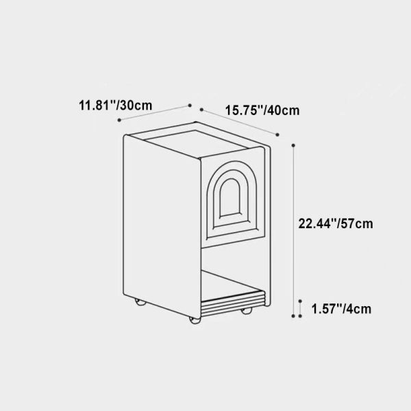 Contemporary Retro Rectangular Arched Door Walnut Glass Nightstand 1-Drawer With Nightlight For Bedside - Image 5