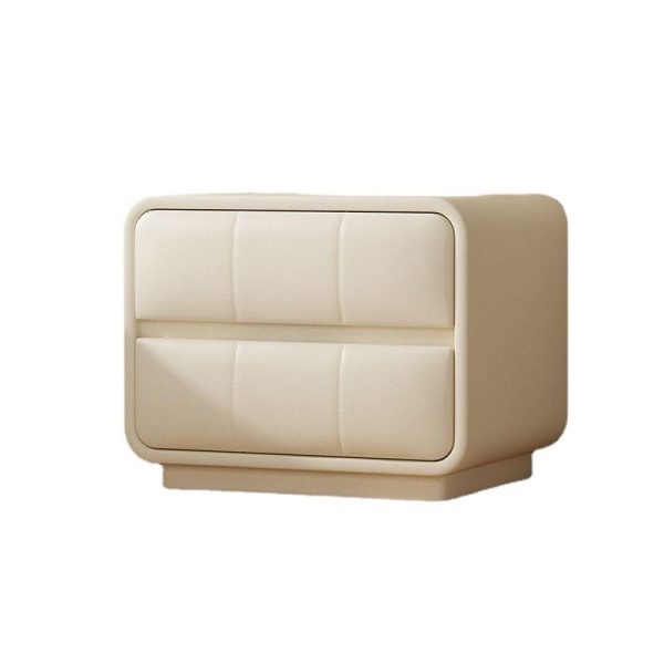 Contemporary Simplicity Square Microfiber Leather Wood Frame End Table 2-Drawer For Bedroom - Image 13