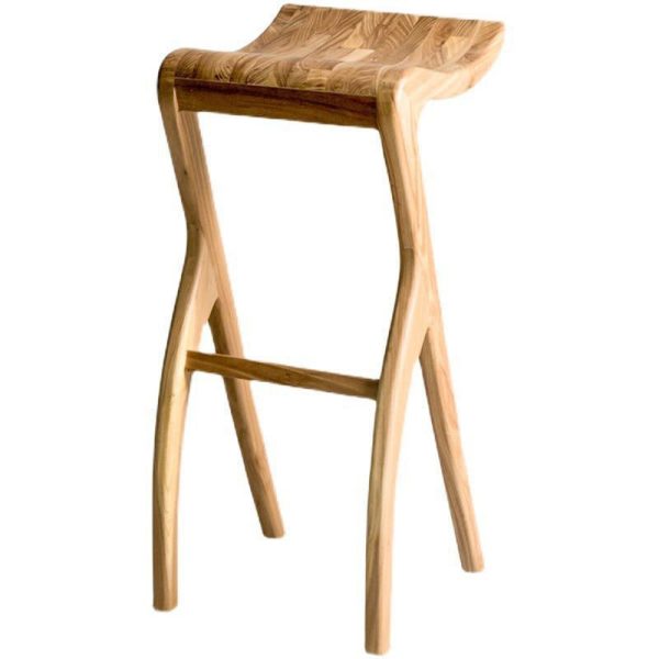Traditional Japanese Curved Ash Wood Bar Stool Footrest For Dining Room - Image 15