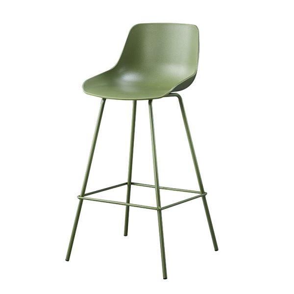 Contemporary Simplicity Curved Plastic Solid Color Bar Stool Backrest Footrest For Dining Room - Image 19