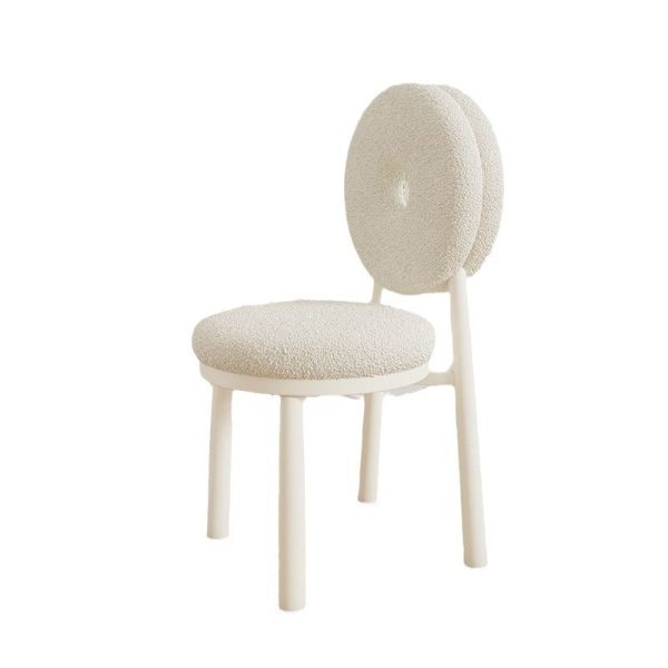 Contemporary Nordic Lambswool Carbon Steel Sponge Round Dining Chair Backrest For Dining Room - Image 18