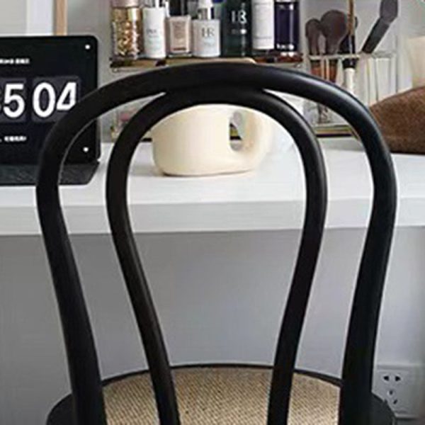 Traditional Vintage Curved Frame Solid Wood Wicker Dining Chair Backrest For Dining Room - Image 9