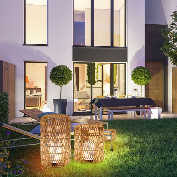 Japanese Simple Rattan Column Waterproof 1-Light Outdoor Lawn Floor Lamp - Image 14