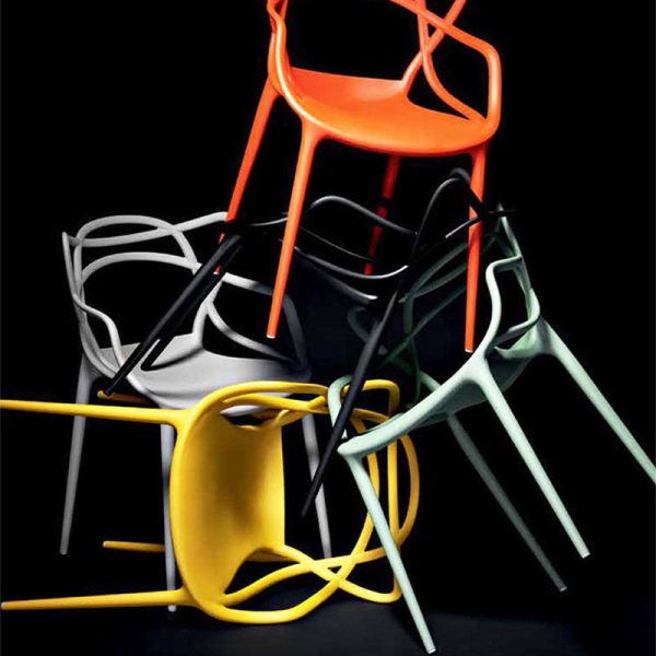 Contemporary Creative Curved Frame Plastic Acrylic Dining Chair Backrest Armrest For Dining Room - Image 6