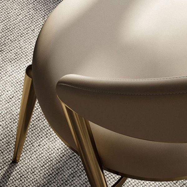 Modern Luxury Round Cushion Microfiber Leather Carbon Steel Dining Chair Backrest Armrest For Dining Room - Image 6