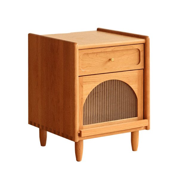 Contemporary Retro Solid Wood Cube Nightstand 1-Drawer Storage Cabinet For Bedroom - Image 17