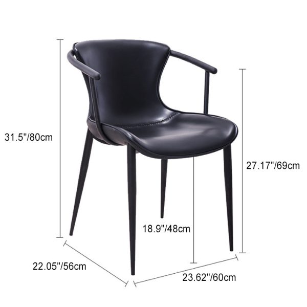 Modern Minimalist Trapezoid Back Saddle Leather Metal Dining Chair Backrest For Dining Room - Image 4