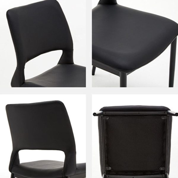 Contemporary Nordic Square Curved Upholstered Hollowed Out Leather Carbon Steel Dining Chair Backrest For Dining Room - Image 7