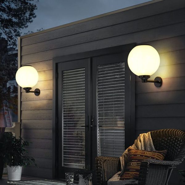Modern Outdoor Solar Round Ball Waterproof LED Wall Sconce Lamp - Image 2