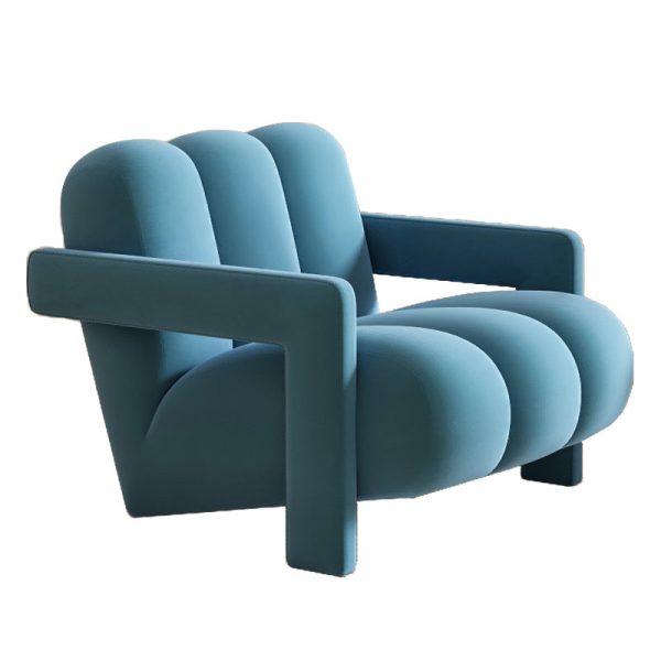 Contemporary Scandinavian Velvet Lambswool Wood Sponge Single Sofa Backrest Armrest For Living Room - Image 34