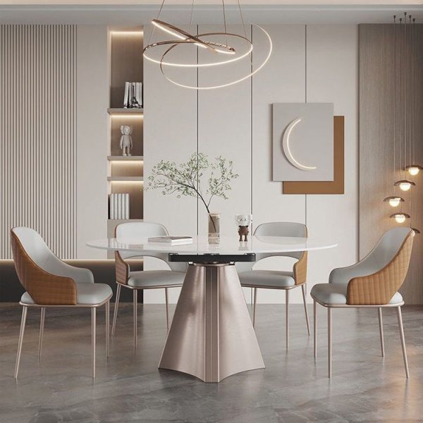 Modern Minimalist Square Stainless Steel Leather Foam Dining Chair Four Legs Backrest For Dining Room - Image 3