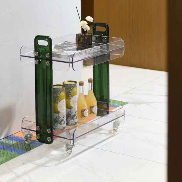 Contemporary Scandinavian Rectangular Acrylic PC End Table 2-Tier For Bedroom - Image 12