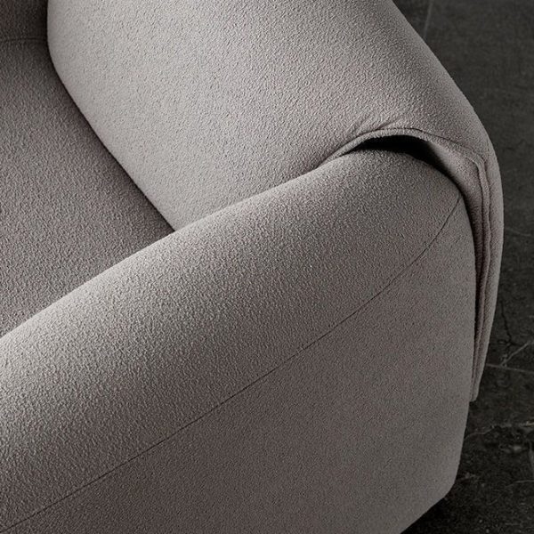 Modern Minimalist Trapezoid Back Plywood Leather Lambswool Accent Chair Backrest Armrest For Living Room - Image 5