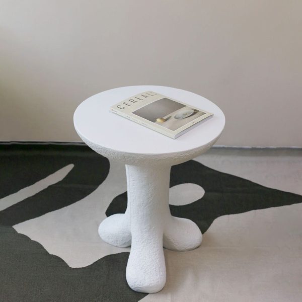 Modern Art Deco Sausage Legs Round Tabletop Magnesium Oxide Side Table 3-Leg For Living Room - Image 15