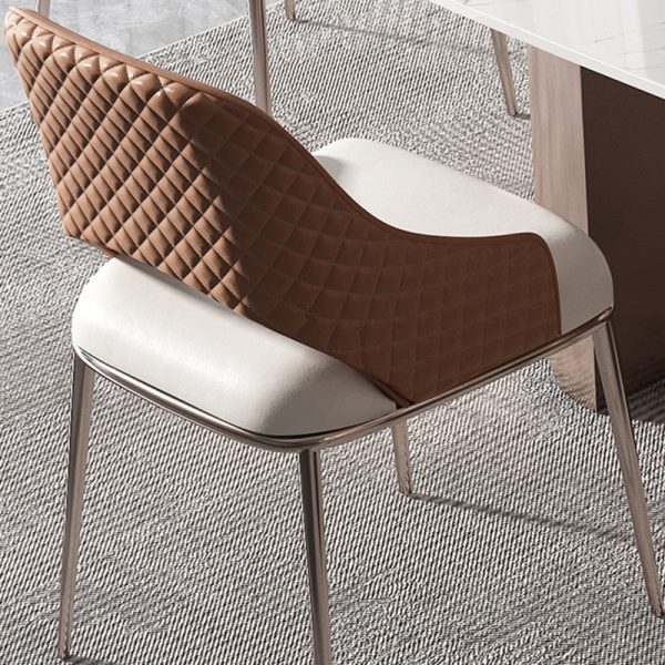 Contemporary Luxury Microfiber Leather Upholstered Carbon Steel Dining Chair Backrest For Dining Room - Image 7